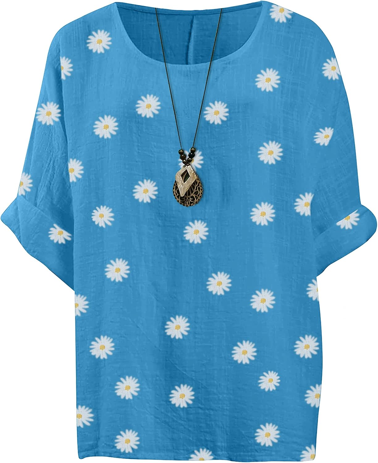 Giulia Haut Femme – Tunique Fleurie en Coton à Manches 3/4 et Coupe Ample