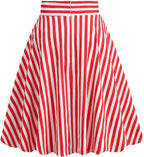 Roseline Jupe Rockabilly – Jupe Trapèze Vintage Rayée Style Années 50