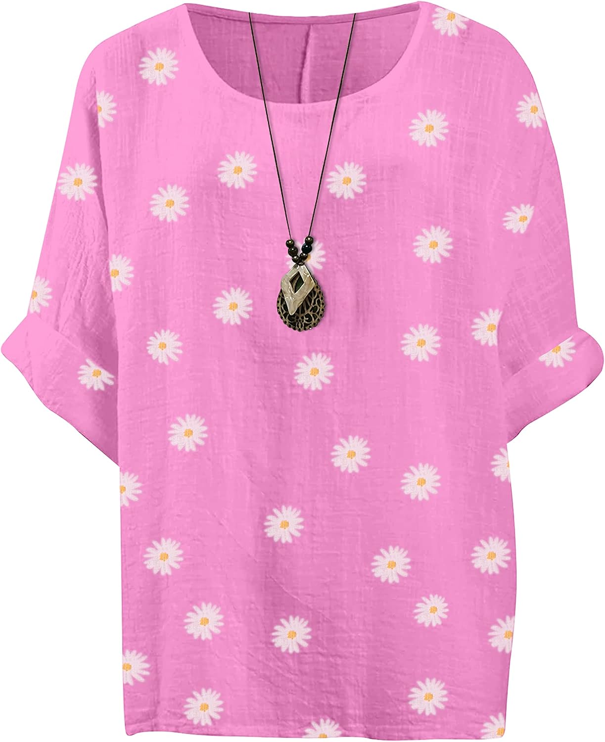 Giulia Haut Femme – Tunique Fleurie en Coton à Manches 3/4 et Coupe Ample