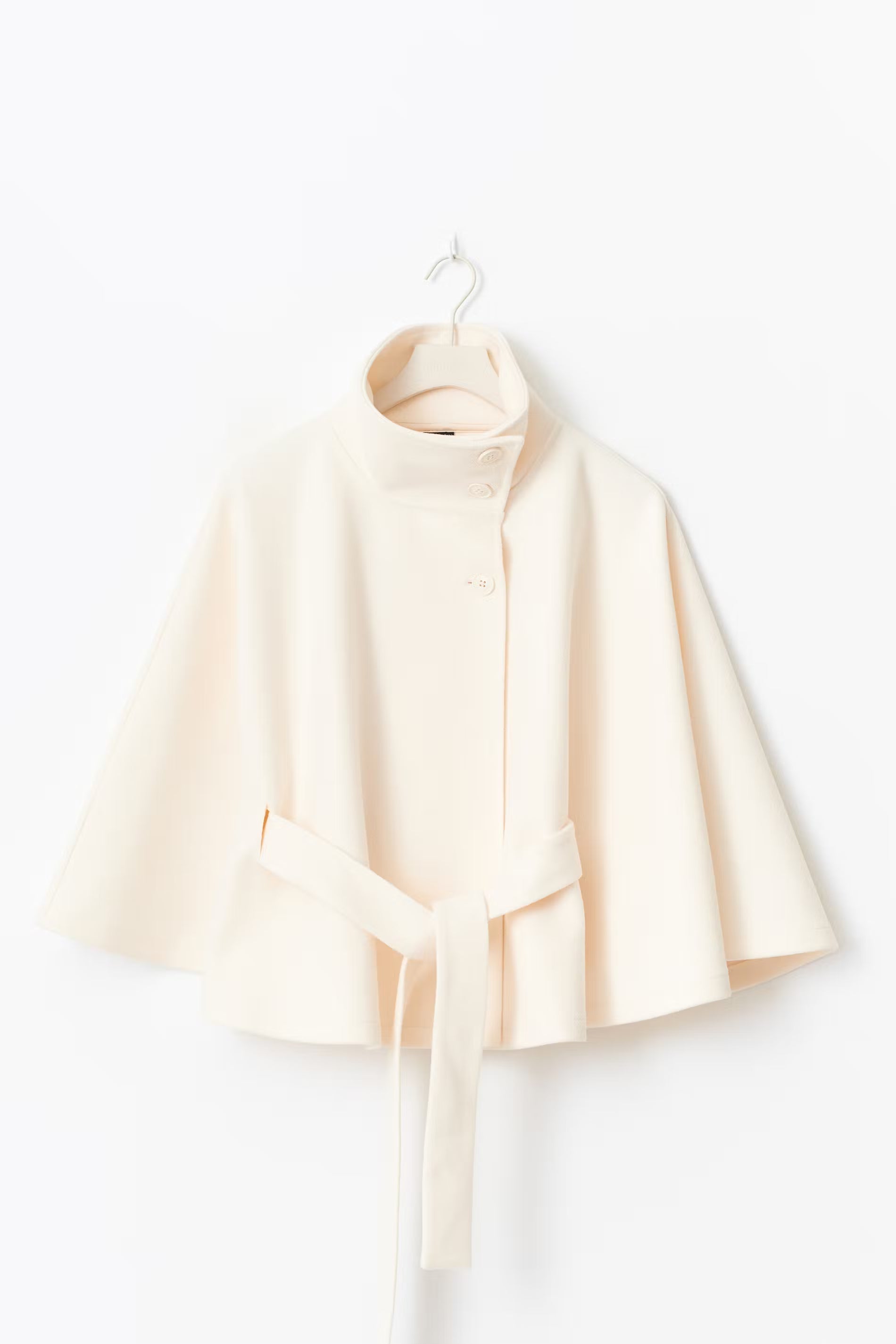 Odeline Cape Femme – Manteau Élégant avec Col Montant et Ceinture à Nouer