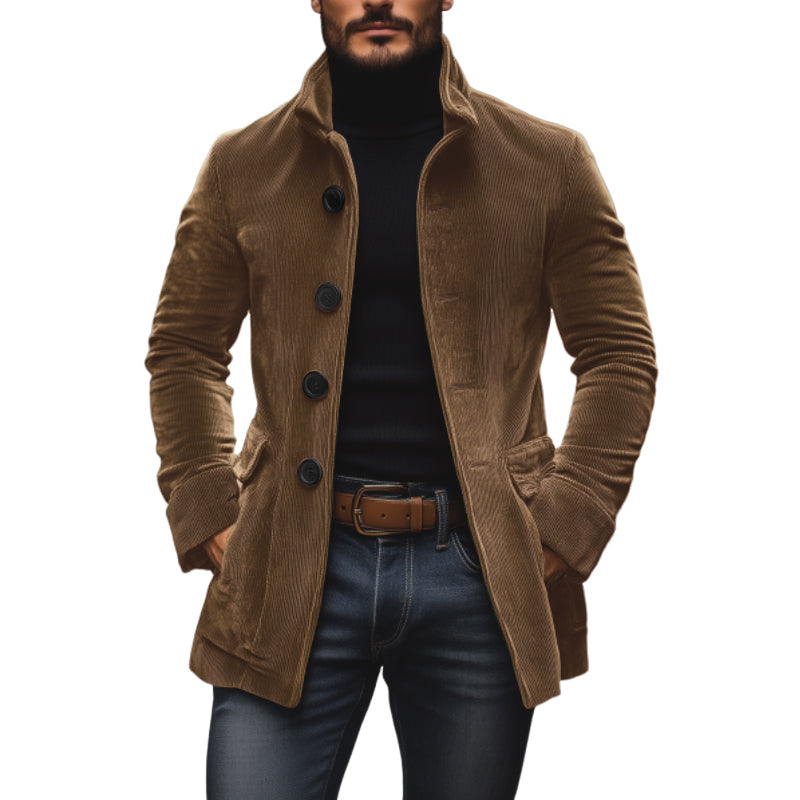 Matteo Manteau Homme – Manteau en Velours Côtelé avec Col Montant Élégant