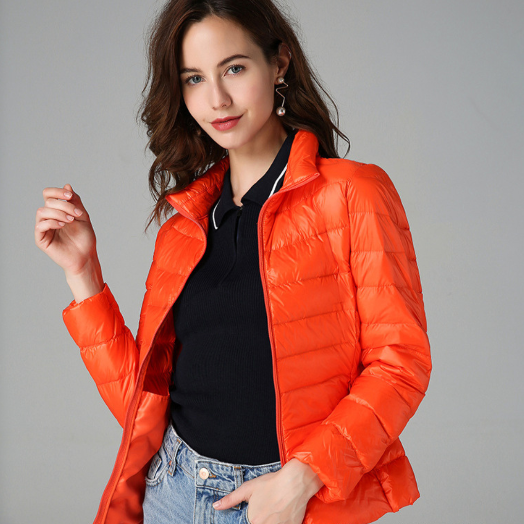 Charlotte Veste Femme – Doudoune Légère Matelassée avec Col Montant et Fermeture Zippée