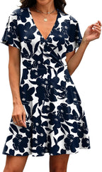 Élise Robe Femme – Robe Cache-Cœur à Col V avec Manches Volantées