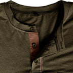 Nathan Men's Long Sleeve Henley T-Shirt – Casual Cotton Top with Buttoned Collar