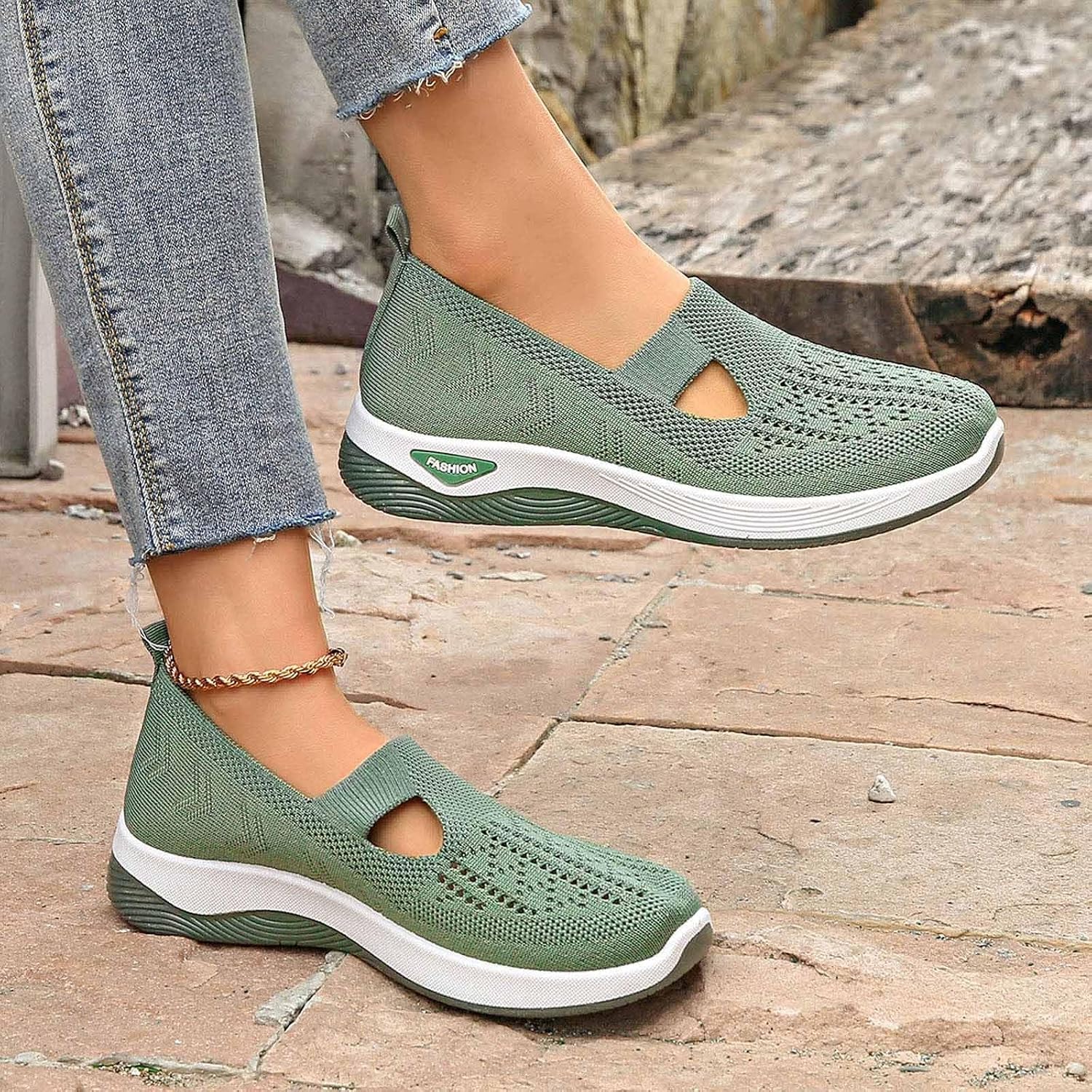 Cyrielle Chaussures Femme Respirantes – Baskets Légères à Enfiler avec Soutien de la Voûte Plantaire