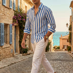 Marco Camicia Uomo a Righe – Camicia Leggera con Bottoni per l'Estate