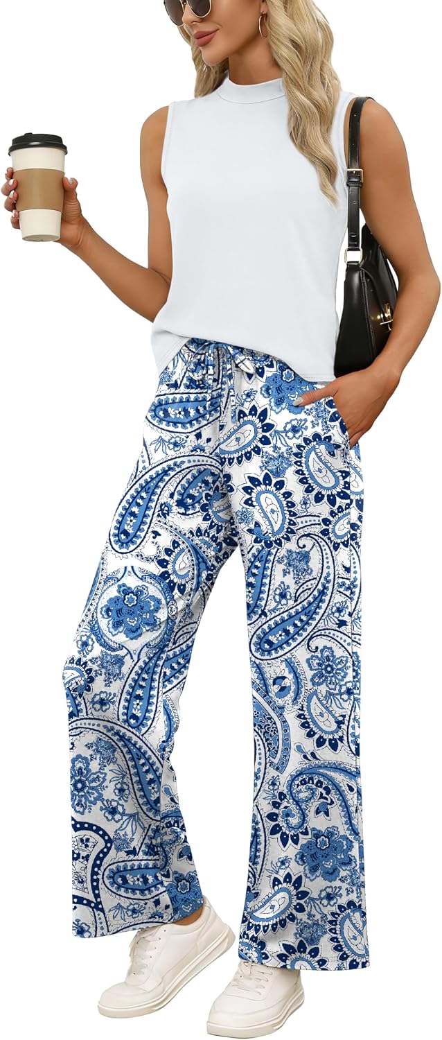 Patricia Ensemble Femme – Ensemble Deux Pièces avec Haut Sans Manches à Col Montant et Pantalon Large