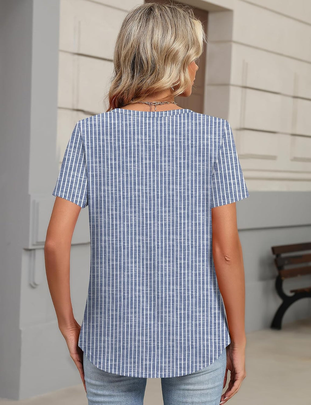 Lorraine T-Shirt Henley Femme – Haut Décontracté à Col V et Manches Courtes