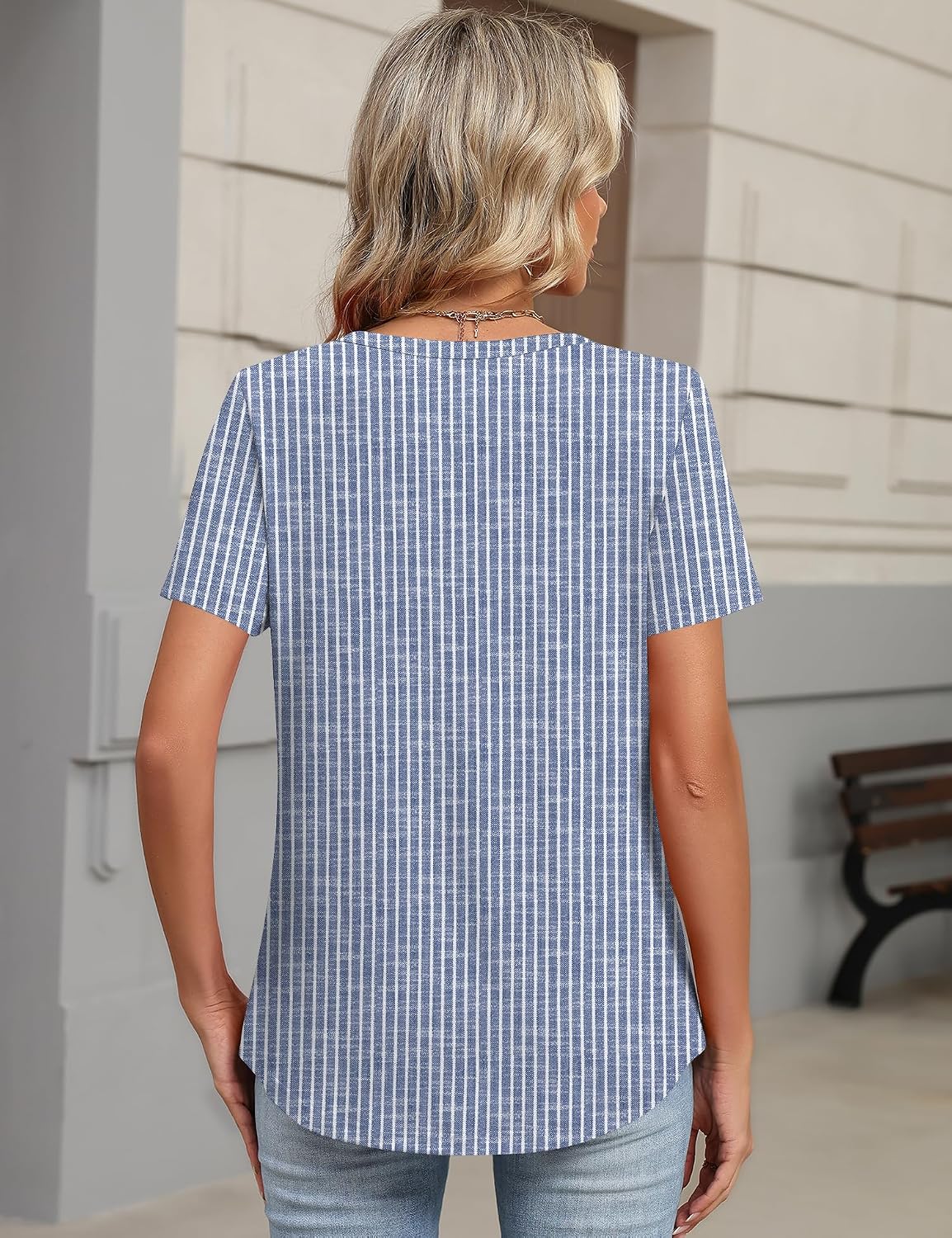 Lorraine T-Shirt Henley Femme – Haut Décontracté à Col V et Manches Courtes
