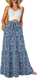 Léonie Jupe Longue Fleurie Bohème – Jupe Maxi Taille Haute Fluide avec Poches