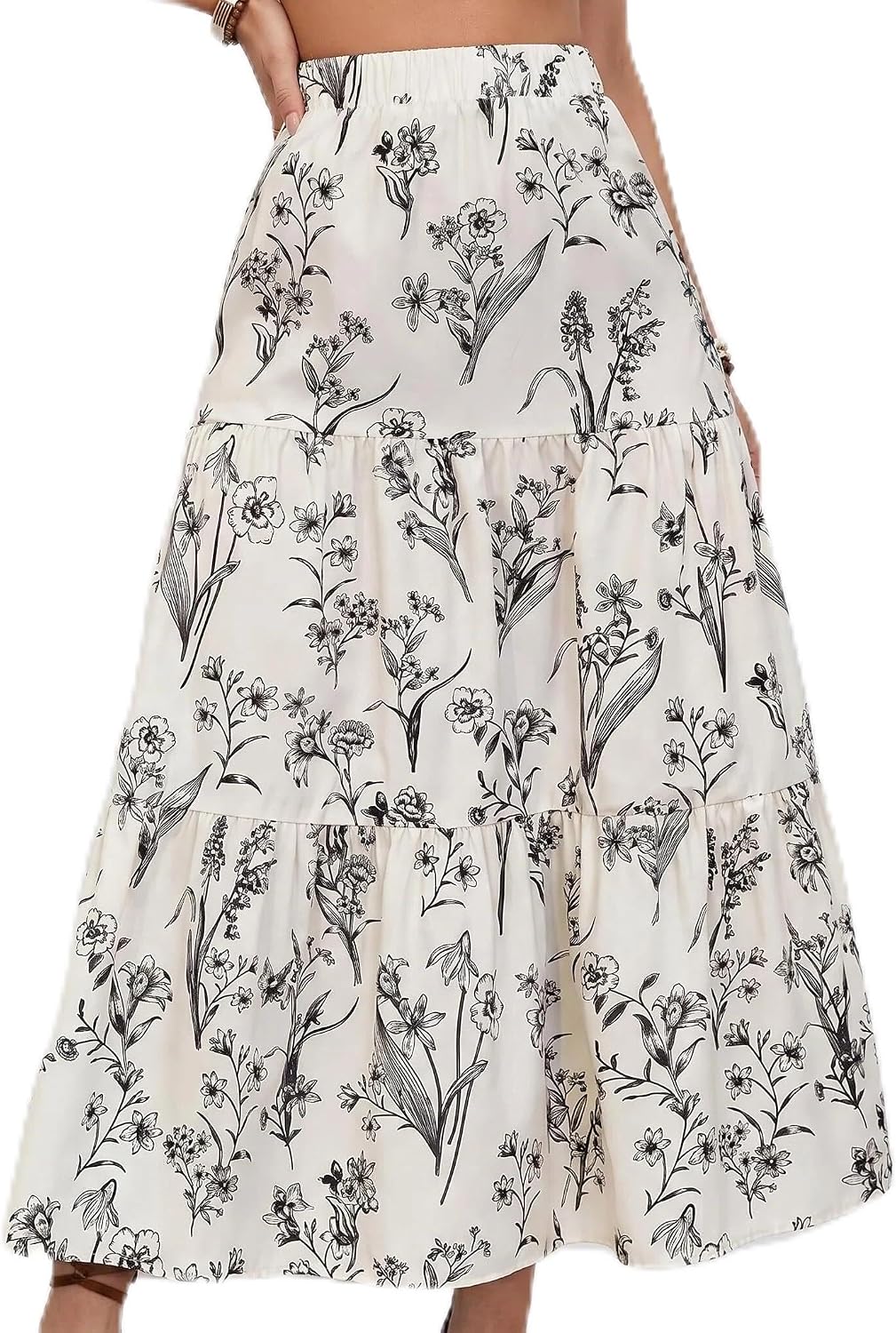 Maëlys Jupe Maxi – Jupe Longue Bohème Fleurie Taille Haute Fluide et Élégante