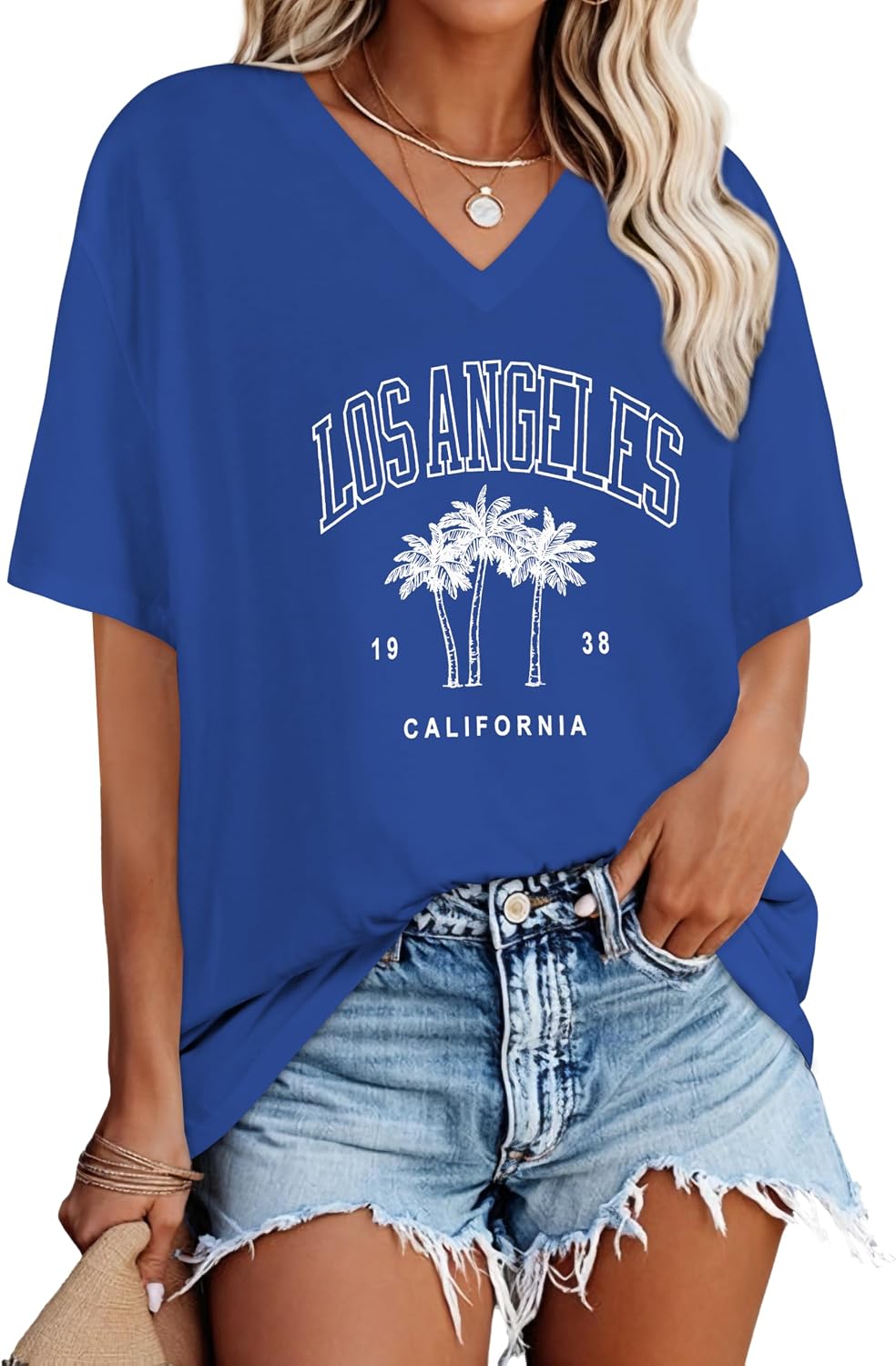 Elaine T-Shirt Oversize Femme – Haut Décontracté à Col V et Manches Courtes