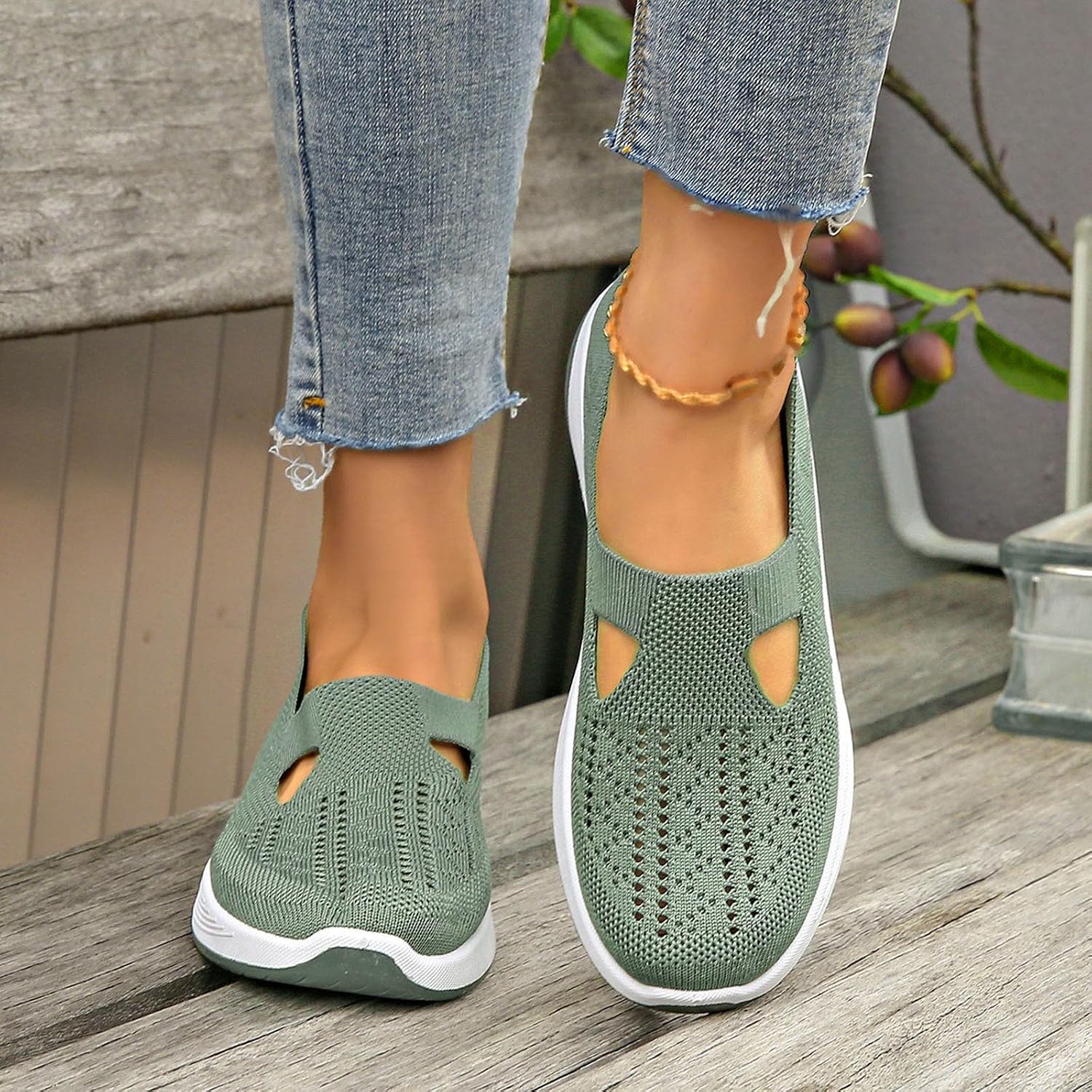 Cyrielle Chaussures Femme Respirantes – Baskets Légères à Enfiler avec Soutien de la Voûte Plantaire