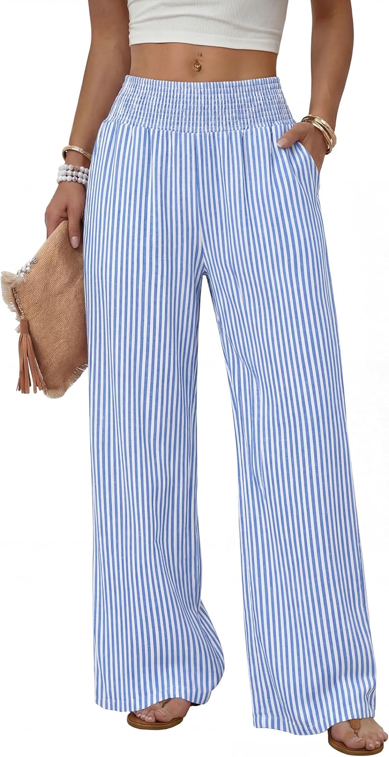 Héloïse Pantalon Femme – Pantalon Large Taille Haute avec Poches