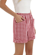 Elisa Short Femme – Short Taille Haute en Coton avec Taille Élastiquée et Poches