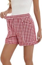 Elisa Short Femme – Short Taille Haute en Coton avec Taille Élastiquée et Poches