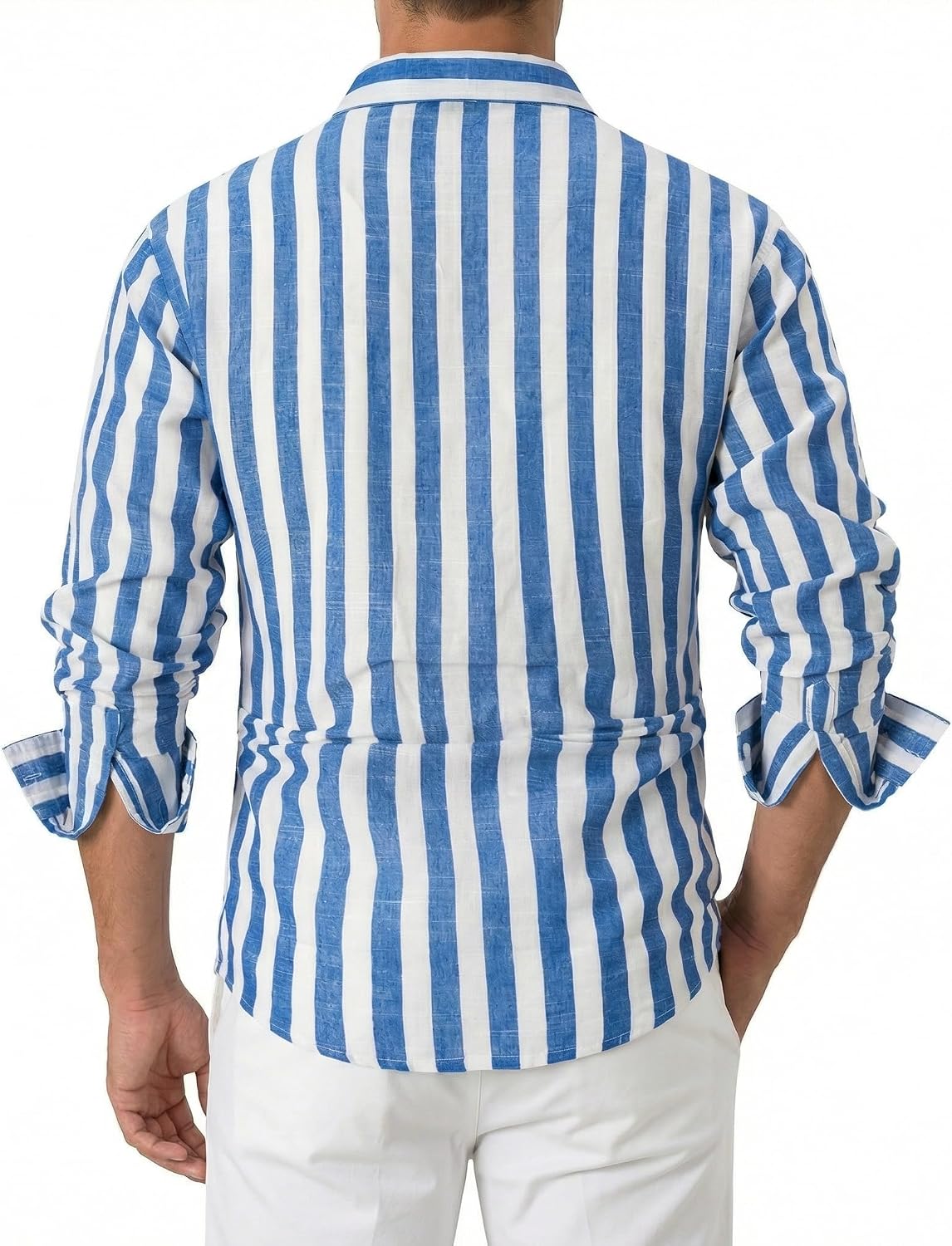 Marco Chemise Homme à Rayures – Chemise Légère à Boutons pour l'Été