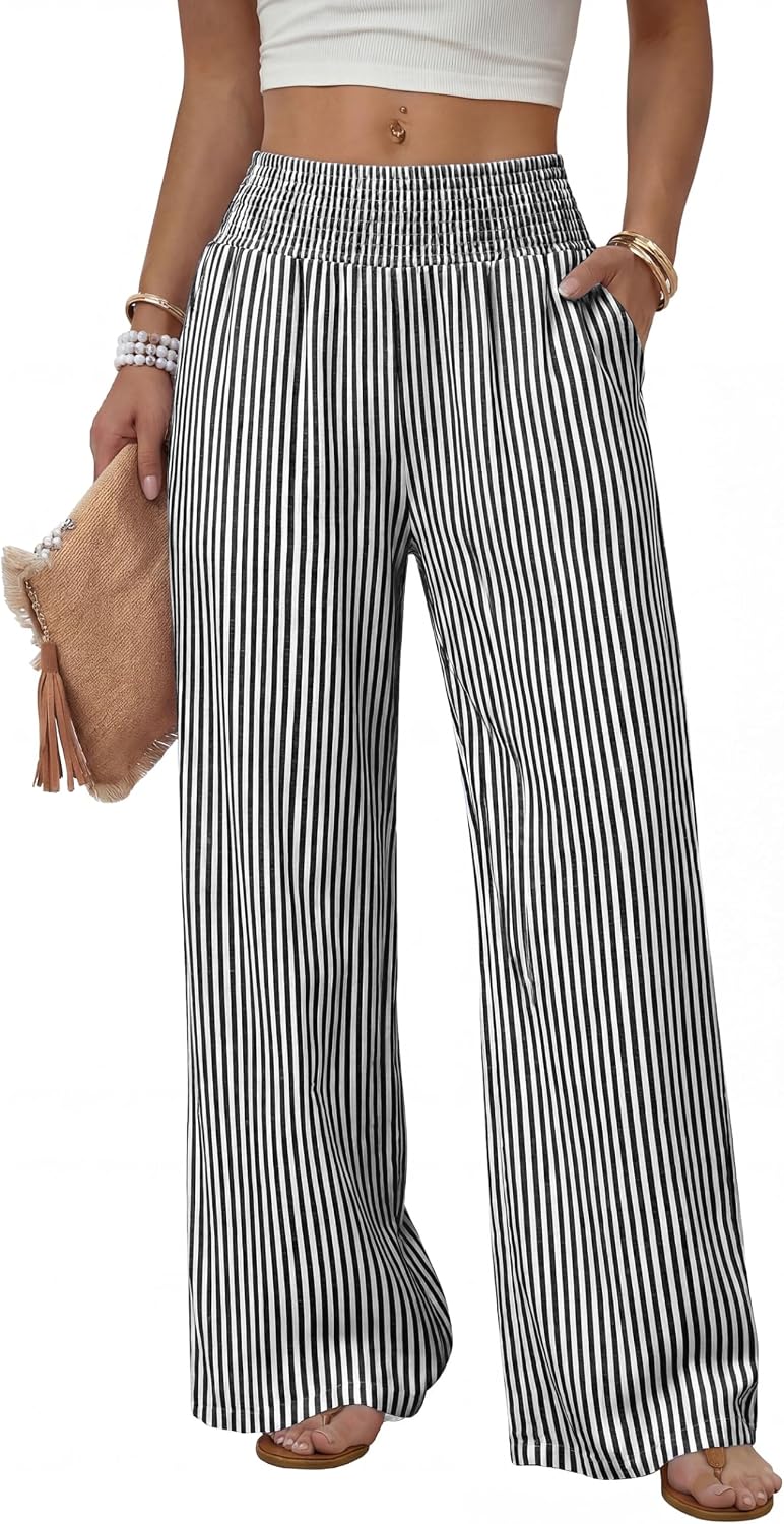 Héloïse Pantalon Femme – Pantalon Large Taille Haute avec Poches
