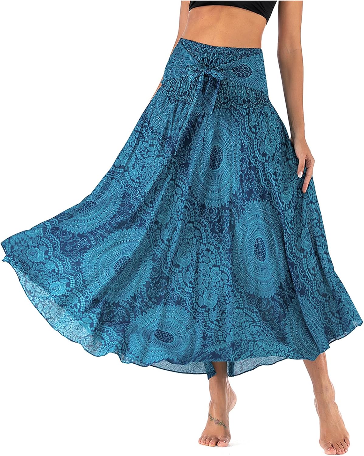 Bérénice Jupe Imprimée – Jupe Maxi Bohème Convertible 2-en-1 en Mousseline