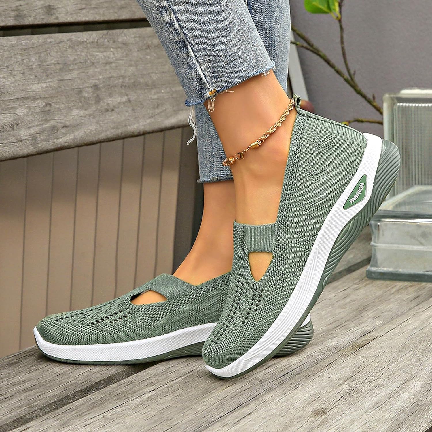Cyrielle Chaussures Femme Respirantes – Baskets Légères à Enfiler avec Soutien de la Voûte Plantaire