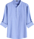 Paolo Men's Linen Henley Shirt – Lightweight Striped Shirt for Summer
