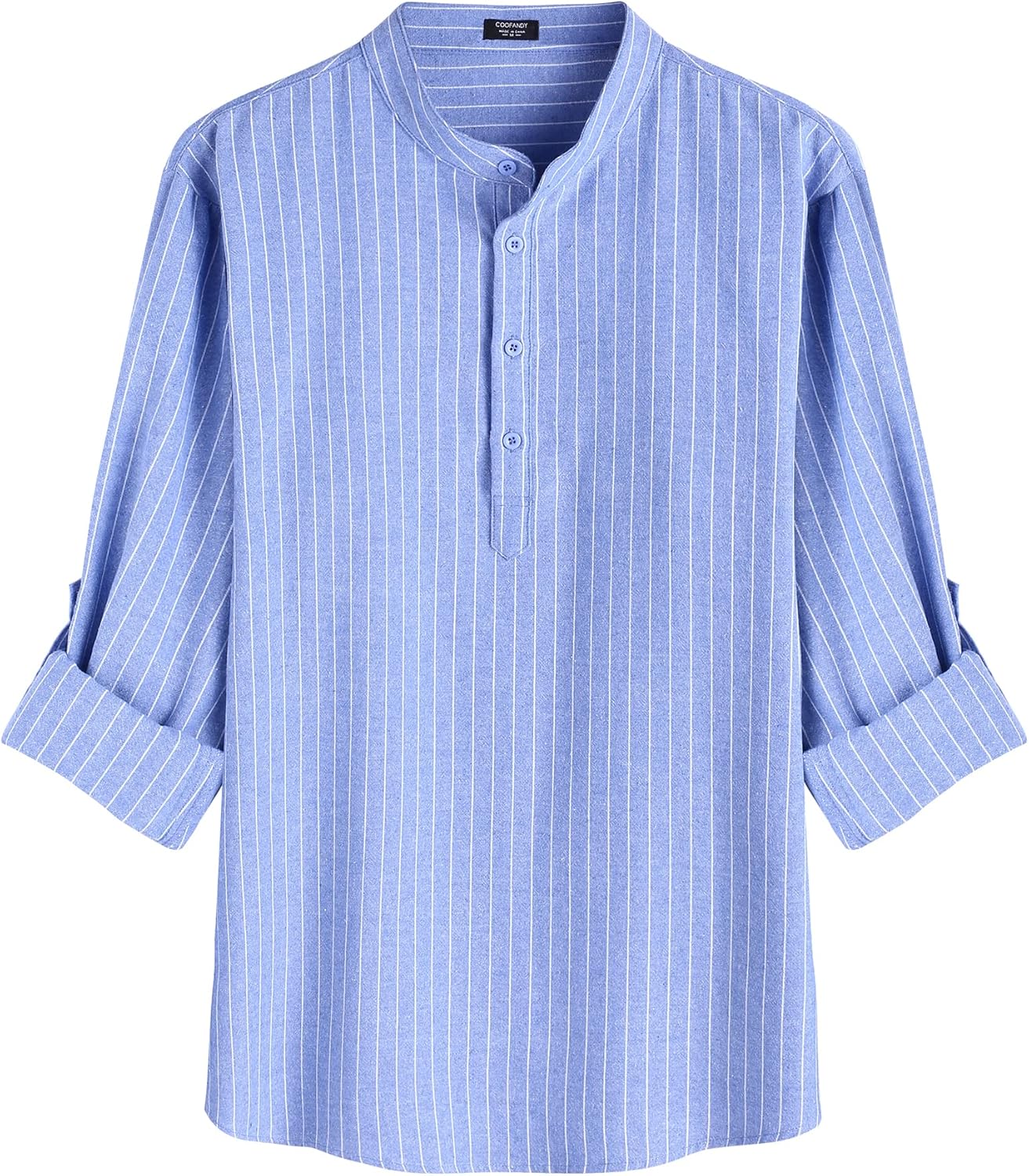 Paolo Chemise Henley en Lin Homme – Chemise Légère à Rayures pour l'Été