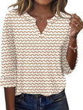 Charlene Blouse Femme – Col V Brodé en Dentelle avec Manches 3/4
