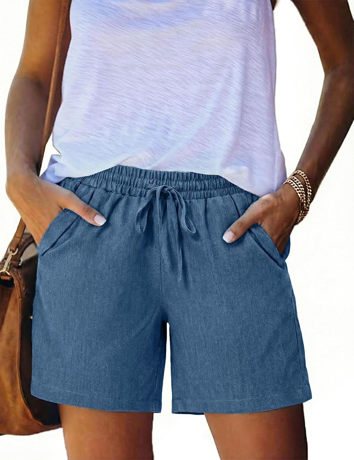 Lison Short Femme – Short Léger à Taille Élastique avec Cordon et Poches