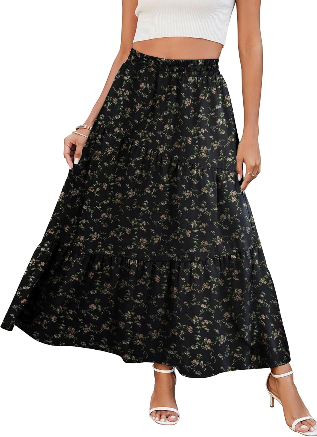 Séraphine Jupe Maxi – Jupe Longue Fluide Taille Haute avec Poches Style Bohème