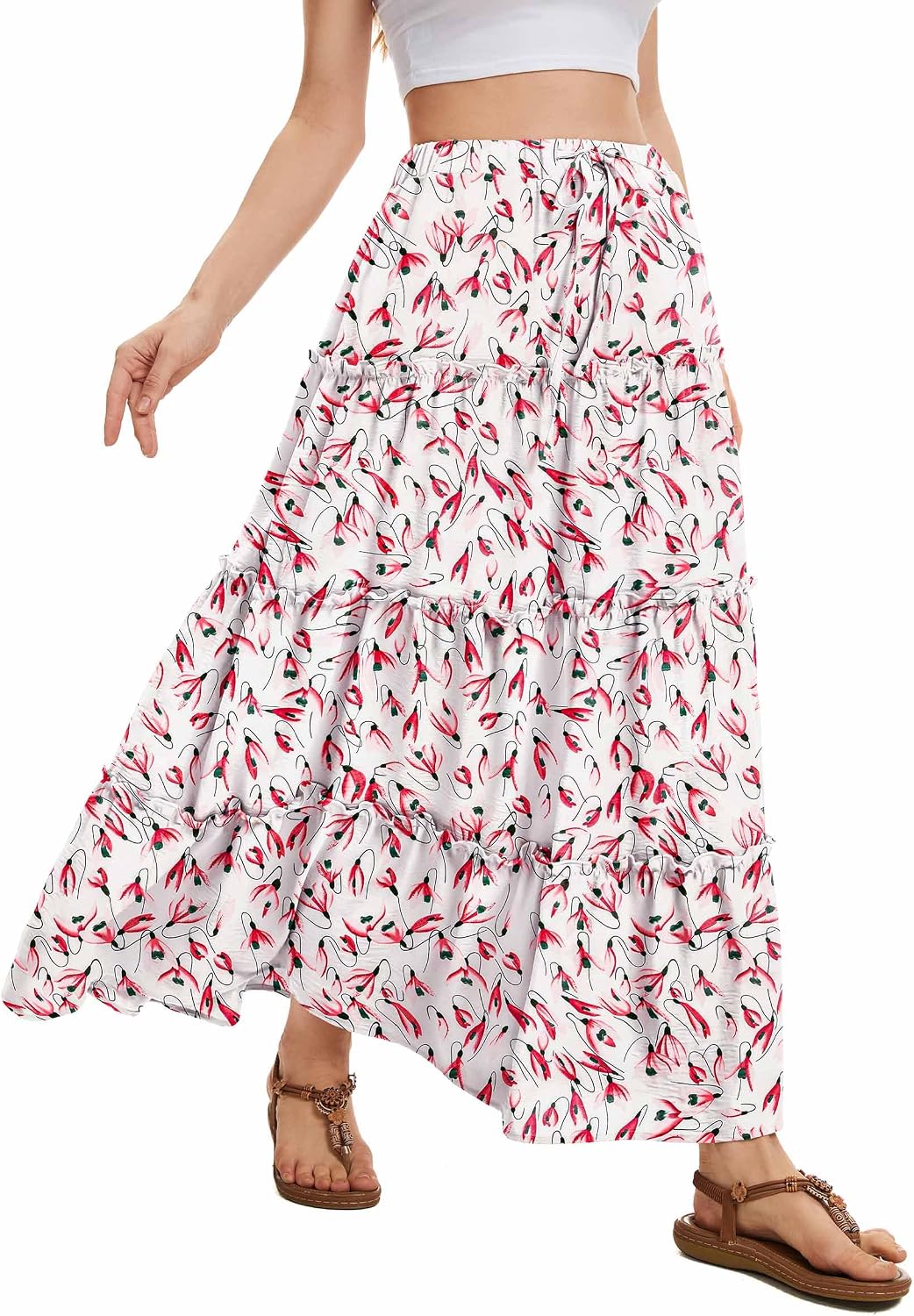 Victoire Jupe Maxi – Jupe Longue Taille Haute Fluide avec Poches