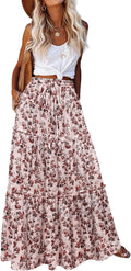 Maëlle Jupe Maxi – Jupe Longue Bohème Taille Haute à Volants avec Poches