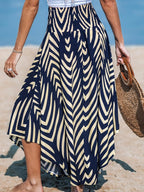 Noémie Gonna Maxi Boho – Gonna Lunga a Vita Alta Arricciata con Motivo Astratto