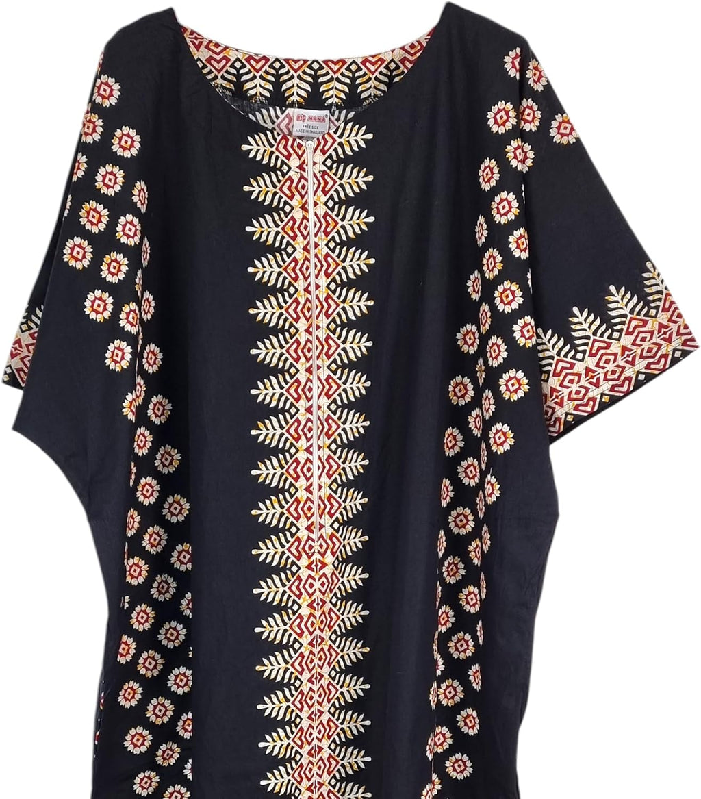 Océane Caftan Femme – Robe Longue en Coton à Imprimé Africain avec Poches