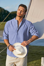 Paolo Men's Linen Henley Shirt – Lightweight Striped Shirt for Summer