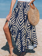 Noémie Gonna Maxi Boho – Gonna Lunga a Vita Alta Arricciata con Motivo Astratto