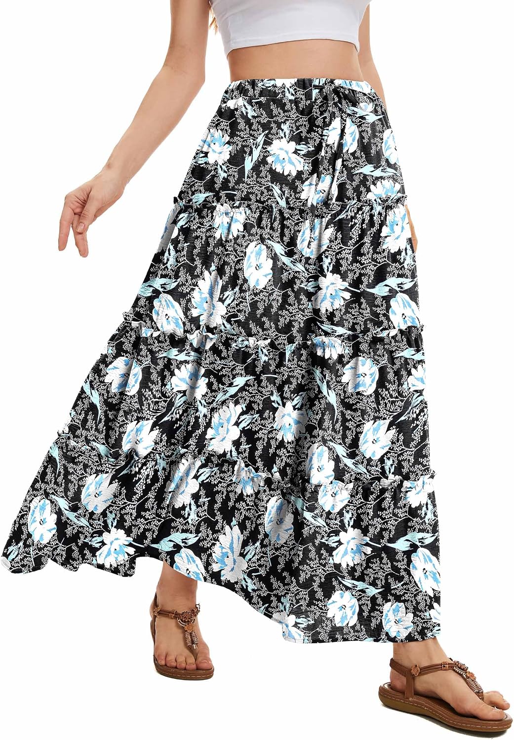 Victoire Jupe Maxi – Jupe Longue Taille Haute Fluide avec Poches