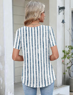 Viviana Haut Femme – Blouse à Col Asymétrique avec Manches Courtes et Boutons Décoratifs