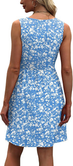 Audrey Robe d'Été Femme – Robe Trapèze Sans Manches avec Poches