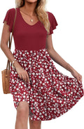 Aurélia Robe Femme – Robe Évasée à Col V avec Manches Volantées et Poches
