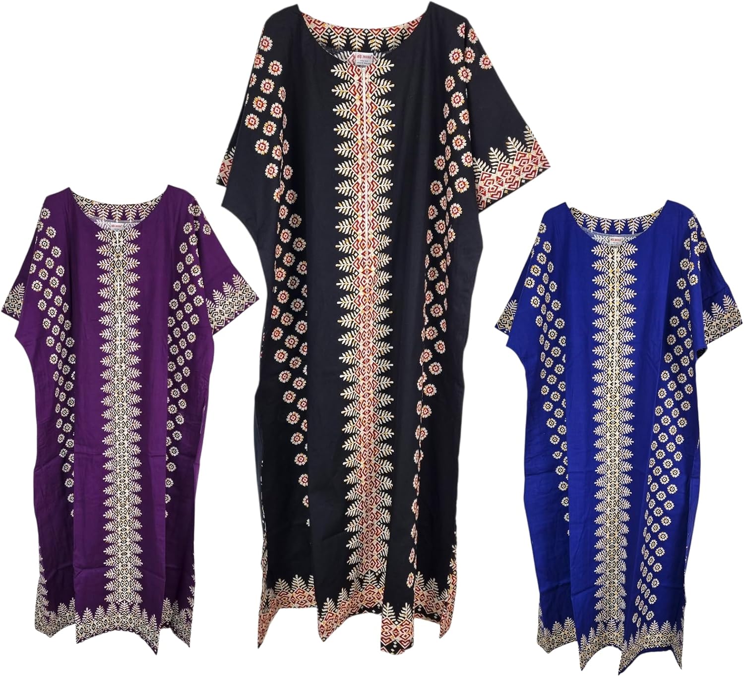 Océane Caftan Femme – Robe Longue en Coton à Imprimé Africain avec Poches