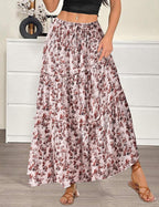 Maëlle Jupe Maxi – Jupe Longue Bohème Taille Haute à Volants avec Poches