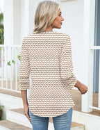 Charlene Blouse Femme – Col V Brodé en Dentelle avec Manches 3/4