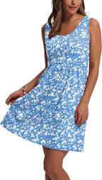 Audrey Robe d'Été Femme – Robe Trapèze Sans Manches avec Poches