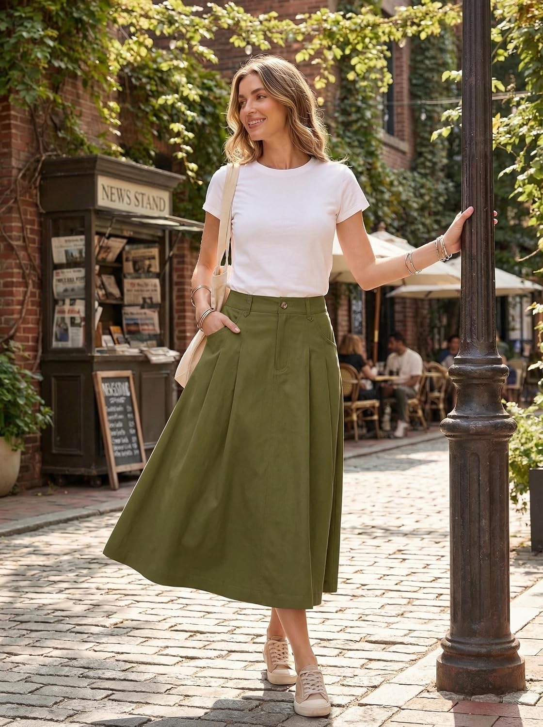 Solène Jupe Maxi – Jupe Utility Élégante Taille Haute avec Poches et Boutons