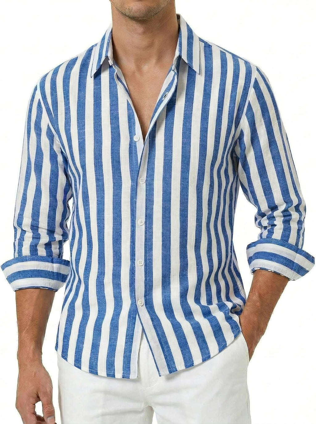 Marco Camicia Uomo a Righe – Camicia Leggera con Bottoni per l'Estate