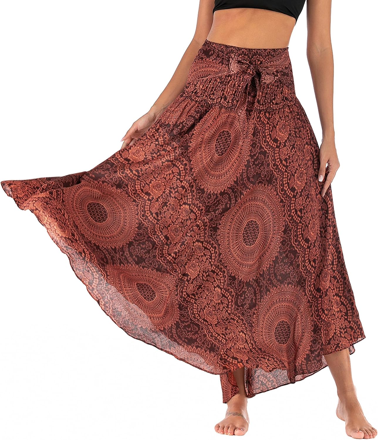 Mireille Jupe Maxi – Jupe Bohème Imprimée Convertible 2-en-1 en Viscose