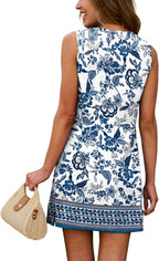 Samantha Robe Femme Sans Manches – Robe Décontractée à Col Rond et Coupe Évasée