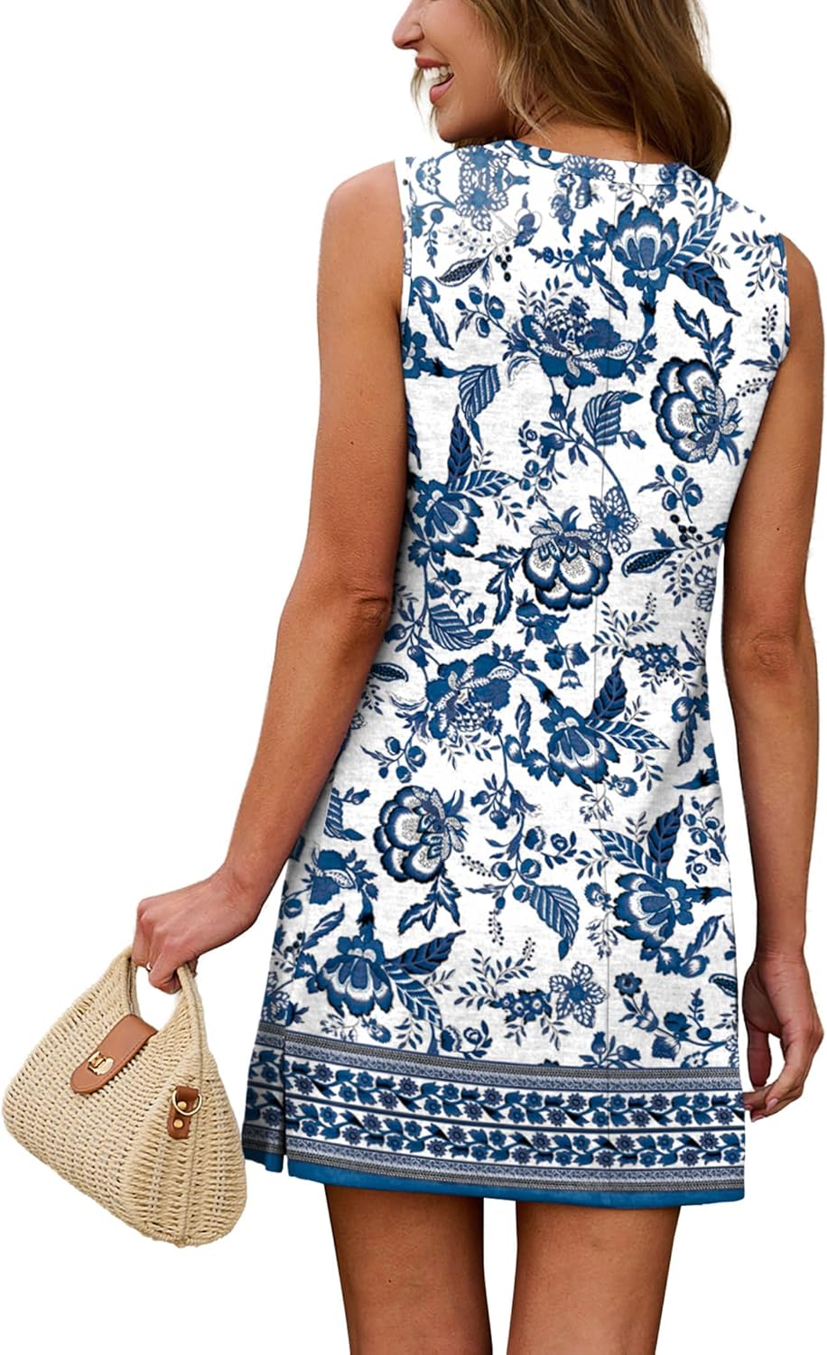 Samantha Robe Femme Sans Manches – Robe Décontractée à Col Rond et Coupe Évasée