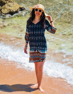 Thaïs Robe Tunique – Robe Bohème Fleurie à Col V et Manches 3/4