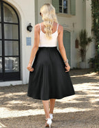Noémie Jupe Maxi – Jupe Longue Fluide Taille Haute avec Poches et Cordon Ajustable